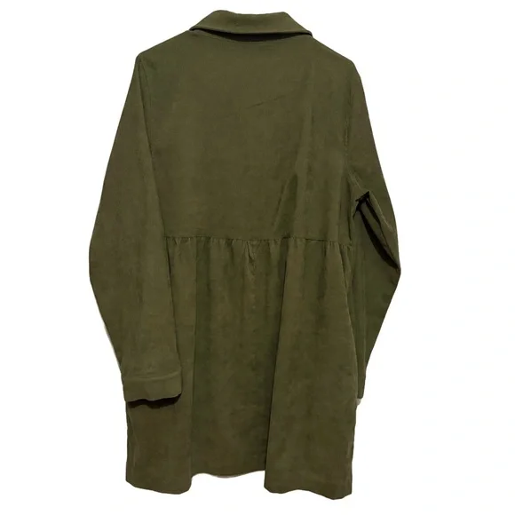 Wishlist Long Sleeve Green Corduroy Type Dress with Pockets - Size Large - Picture 3 of 8